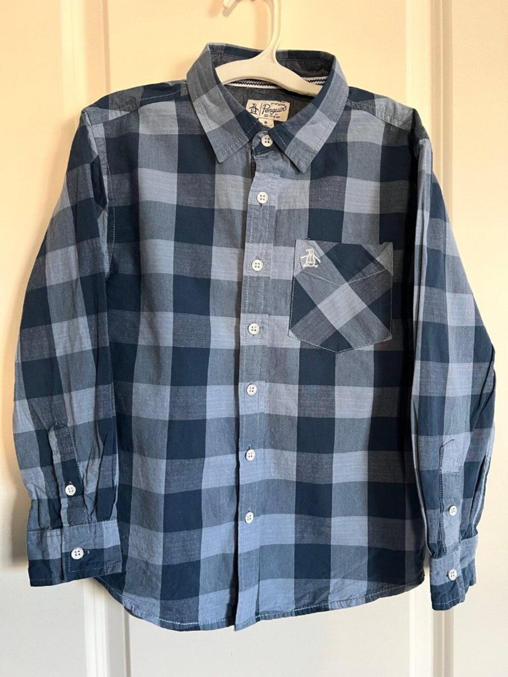 The Penguin boys blue plaid checkered dress shirt
